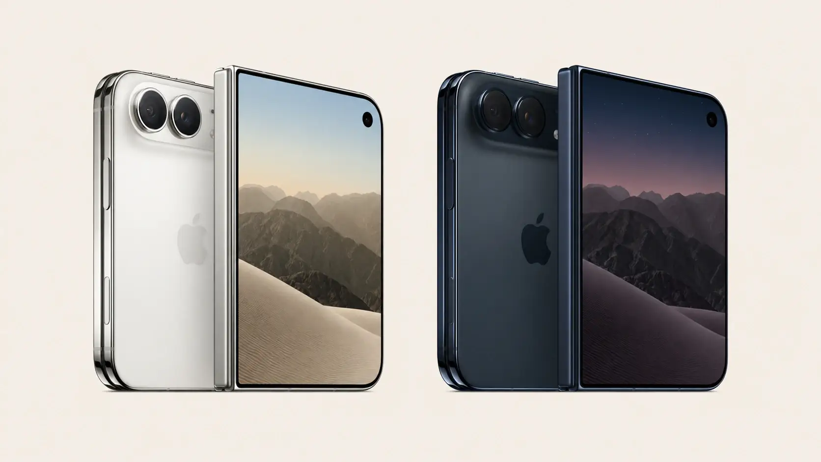 Apple’s iPhone Duo in Star White and Night Sky, shown from the front and rear.